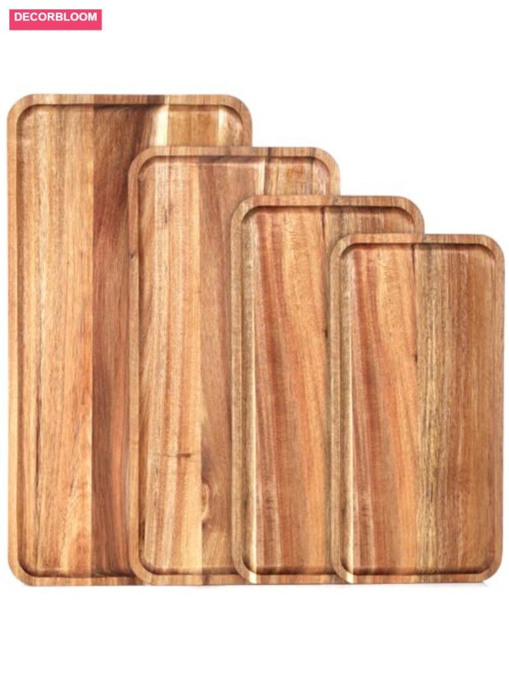 Acacia Wood Serving Platter Set 4 Rustic Cheese Trays Appetizer